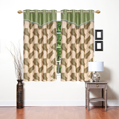 

Stella Creations 154 cm (5 ft) Polyester Window Curtain (Pack Of 2)(Printed, Green)