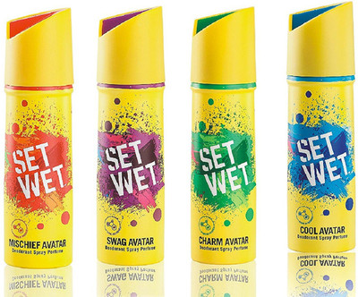 

Set Wet MISCHIEF SWAG CHARM COOL Deodorant Spray - For Men(150 ml, Pack of 4)
