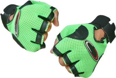 

Sports 101 Power Leather Gym & Fitness Gloves (Free Size, Green, Black), Black;green