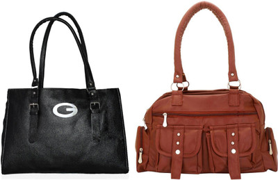 

Vera Stayle Shoulder Bag(Black, Tan)