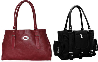 

Vera Stayle Shoulder Bag(Maroon, Black), Black;maroon