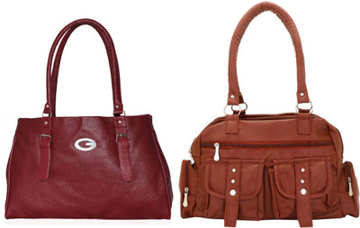 Vera Stayle Shoulder Bag(Maroon, Tan)