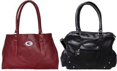 

Vera Stayle Shoulder Bag(Maroon, Black), Black;maroon