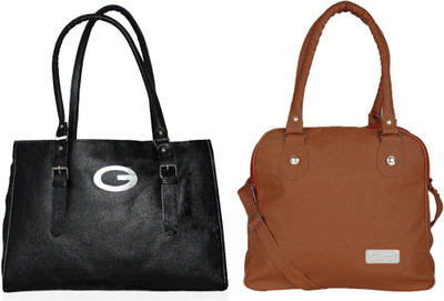

Vera Stayle Shoulder Bag(Black, Tan)