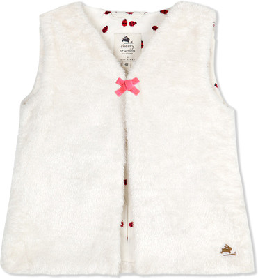 

Cherry Crumble California Sleeveless Solid Baby Girl's Jacket, White