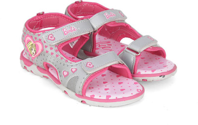 

Barbie Girls Velcro Sports Sandals(Silver, Silver/pink