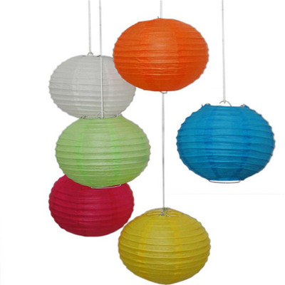 Sukot 10 inch Home Garden Decor Paper Lantern Diwali Christmas Festival Ceremony Marriage Party Decoration Paper Ball Lamp Multicolor Paper Table Lantern(25 cm X 25 cm, Pack of 6)