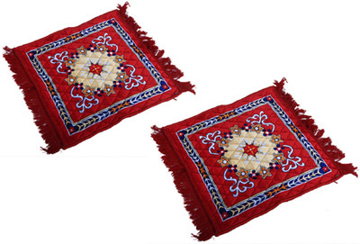 KUBER INDUSTRIES Velvet Prayer Mat(Red, Free, Pack of 2)
