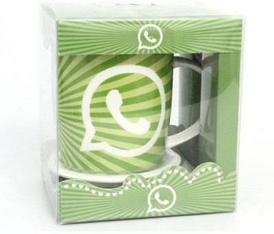 

F-Cross WhatsApp logo Marked White Color Ceramic Coffee Cup With Spoon And Coaster Ceramic Mug(150 ml), Multicolor