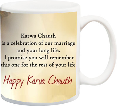 

Stylotrendz Karva Chauth is a celebration of marriage and long life printed Ceramic Mug(325 ml), White