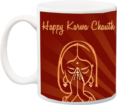 Stylotrendz Karva Chauth gift Ceramic Mug(325 ml), White
