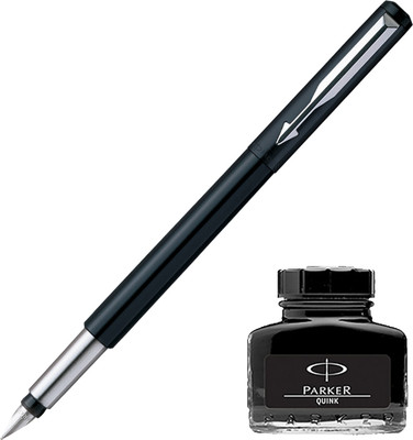 

Parker Vector Standard CT Fountain Pen - Black with Black Quink Ink Bottle(Pack of 2)