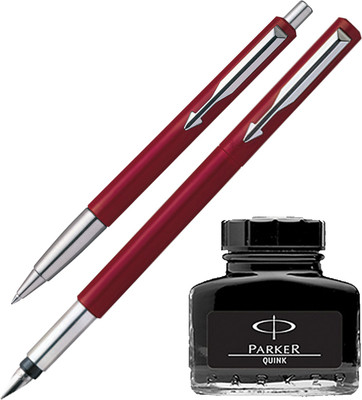 

Parker Vector Standard Sets Fountain Pen Ball Pen - Red with Black Quink Ink Bottle(Pack of 3)