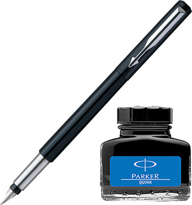 

Parker Vector Standard CT Fountain Pen - Black with Blue Quink Ink Bottle(Pack of 2)
