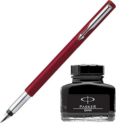 

Parker Vector Standard CT Fountain Pen - Red with Black Quink Ink Bottle(Pack of 2)
