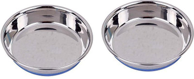 

Pets Empire Cat feeding Bowl with silicone Base 200ml(pack of 2) round Stainless Steel Pet Bowl(200 ml Silver)