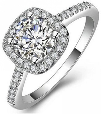 

staybeautiful Square Solitaire Ring Alloy Cubic Zirconia Platinum Plated Ring, White