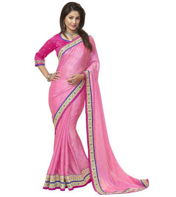 

Khushali Self Design, Embroidered Fashion Jacquard Saree(Pink)