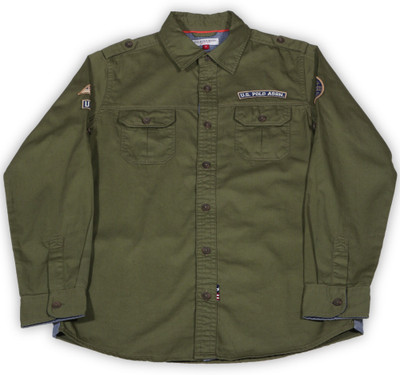 

Us Polo Kids Boys Embroidered Casual Green Shirt, Olive