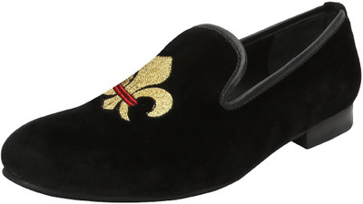 

Bare Skin Golden royal fleur di les black velvet slip on shoe Casuals For Men(Black