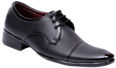 aadi Black Synthetic Leather Formal Shoes Derby For Men