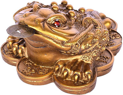 

Vyne vastu/fengshui frog with coin on his mouth for wealth and health Decorative Showpiece - 6 cm(Polyresin, Gold)