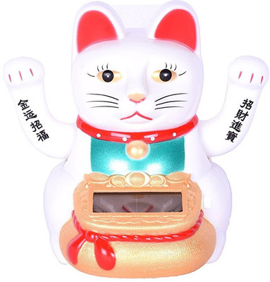 

Vyne fengshui Solar white cat for business and Wealth Decorative Showpiece - 7 cm(Plastic, White)