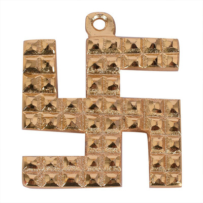 

Vyne Vastu / fengshui Swastik Pyramid for Good Luck Decorative Showpiece - 6 cm(Polyresin, Gold)