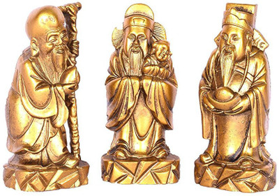 

Vyne Vastu / fengshui fuk luk sau family statues for health wealth prosperity Decorative Showpiece - 8 cm(Polyresin, Gold)
