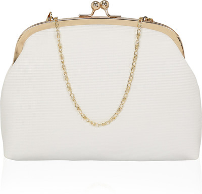 

Kleio Women Evening/Party White Leatherette Sling Bag