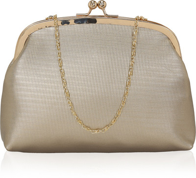 

Kleio Women Evening/Party Brown, Gold Leatherette Sling Bag