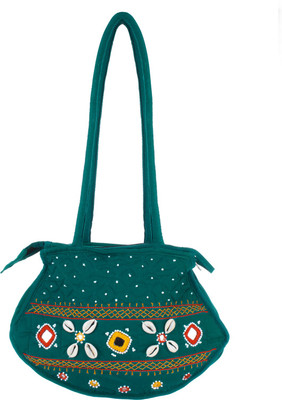 TRIBES INDIA Women Casual Green Cotton Sling Bag
