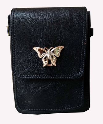 

ALIVE Girls Casual Black Leatherette Sling Bag