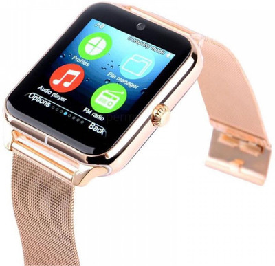 

MOBILE LINK Aqua Mobile Phones Compatible golden Smartwatch(Gold Strap Regular)