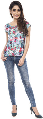 Amadore Casual Short Sleeve Floral Print Women Multicolor Top