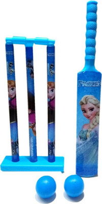 

Emob Princess Cartoon Print Plastic Blue Cricket Set for Kids Cricket Kit