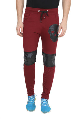 Varo Self Design Men Maroon Track Pants