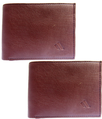 

poland Men Brown Artificial Leather Wallet(7 Card Slots), Pack of 2