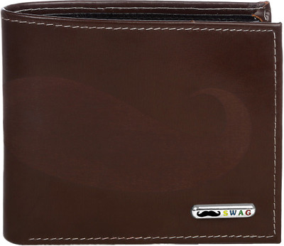 

Swag Men Brown Genuine Leather Wallet(11 Card Slots)