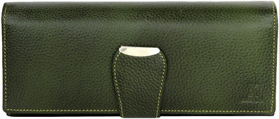 

K London Women Casual Green Genuine Leather Wallet(8 Card Slots)