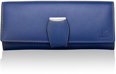 

K London Women Casual Blue, Silver Genuine Leather Wallet(8 Card Slots)