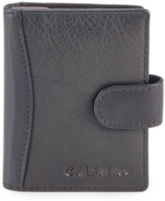 Calfnero Men Black Genuine Leather Card Holder(6 Card Slots)