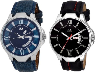 R S Original DIWALI DHAMAKA OFFER DATE & TIME BOYS SET OF 2 BLUE & BLACK RSO-118 SERIES Watch  - For Men   Watches  (R S Original)