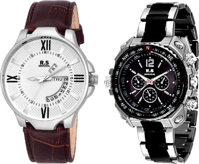 R S Original DIWALI DHAMAKA OFFER DATE & TIME BOYS SET OF 2 WHITE & BLACK RSO-141 SERIES Watch  - For Men   Watches  (R S Original)