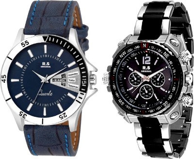 R S Original DIWALI DHAMAKA OFFER DATE & TIME BOYS SET OF 2 BLUE & BLACK RSO-139 SERIES Watch  - For Men   Watches  (R S Original)