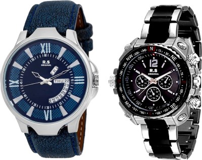 R S Original DIWALI DHAMAKA OFFER DATE & TIME BOYS SET OF 2 BLUE & BLACK RSO-137 SERIES Watch  - For Men   Watches  (R S Original)