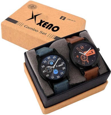 Xeno 602-603 Leather Chronograph Two Combo New Look Fashion Stylish Titanium Men & Woman Watch  - For Boys & Girls   Watches  (Xeno)