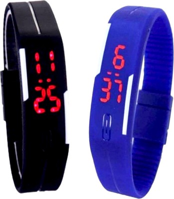 DP COLLECTION DP COLL-SET OF 2 - BLK, BLU LED WATCH BLACK AND BLUE Watch  - For Boys & Girls   Watches  (DP COLLECTION)