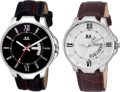 R S Original DIWALI DHAMAKA OFFER DATE & TIME BOYS SET OF 2 BLACK & WHITE RSO-119 SERIES Watch  - For Men   Watches  (R S Original)
