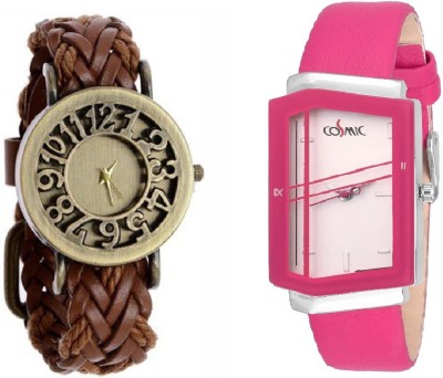 COSMIC dark pink designer and fashionable dial & Classic Vintage Hollow Leather PARTY WEAR Watch  - For Women   Watches  (COSMIC)